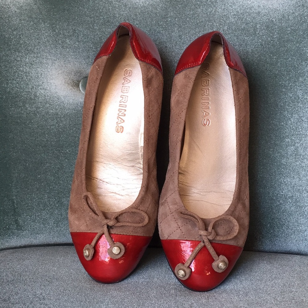Eneka sabrina ballet style wedge flats red and tan size 38